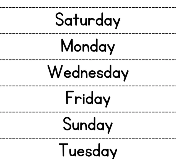 Days of the week kindergarten worksheet 