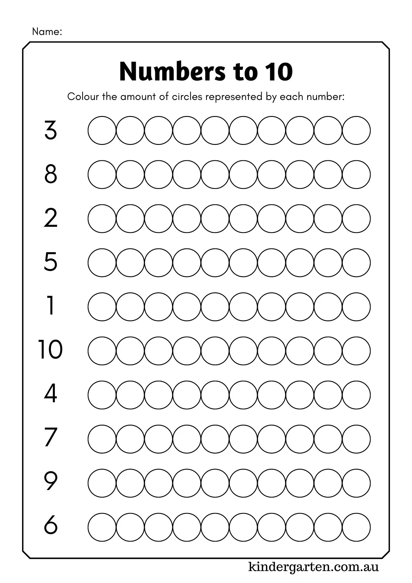 maths counting to 10 worksheet