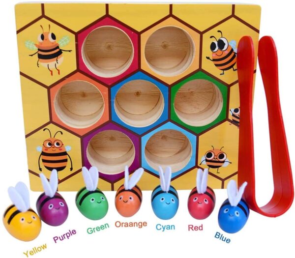 wooden bee toddler fine motor skill toy (montessori wooden puzzle early learning preschool educational kids)