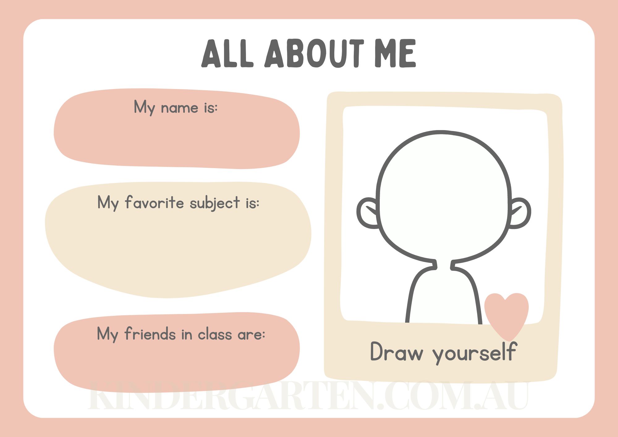 kindergarten about me poster